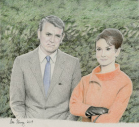 Drawing demo of Audrey Hepburn and Cary Grant
