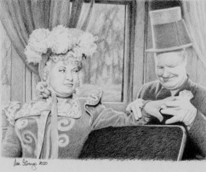 Drawing demo of Mae West and W. C. Fields